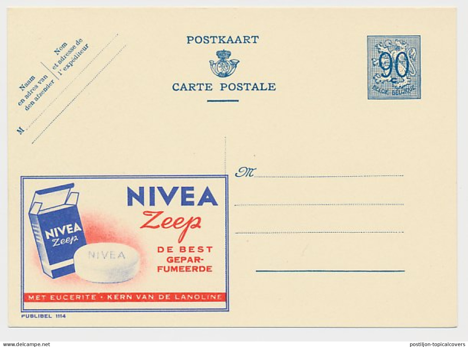 Publibel - Postal Stationery Belgium 1951 Soap - Nivea - Sonstige & Ohne Zuordnung