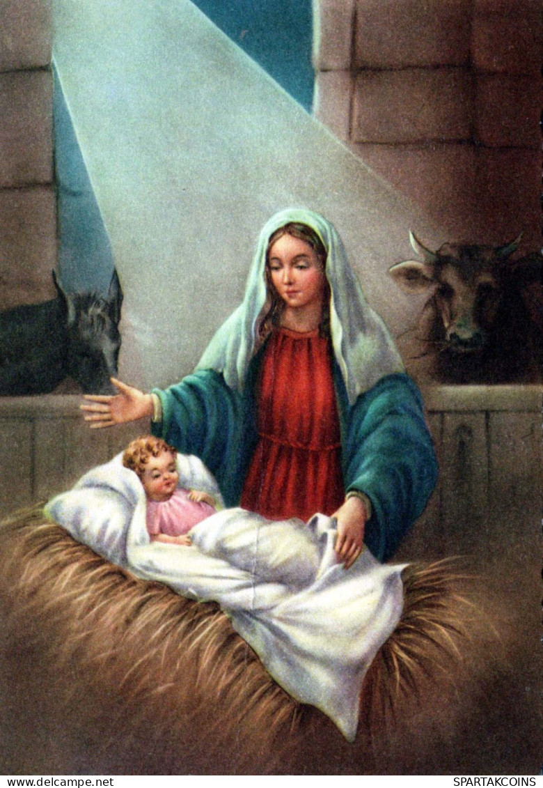 Vergine Maria Madonna Gesù Bambino Natale Religione Vintage Cartolina CPSM #PBP955.IT - Virgen Mary & Madonnas