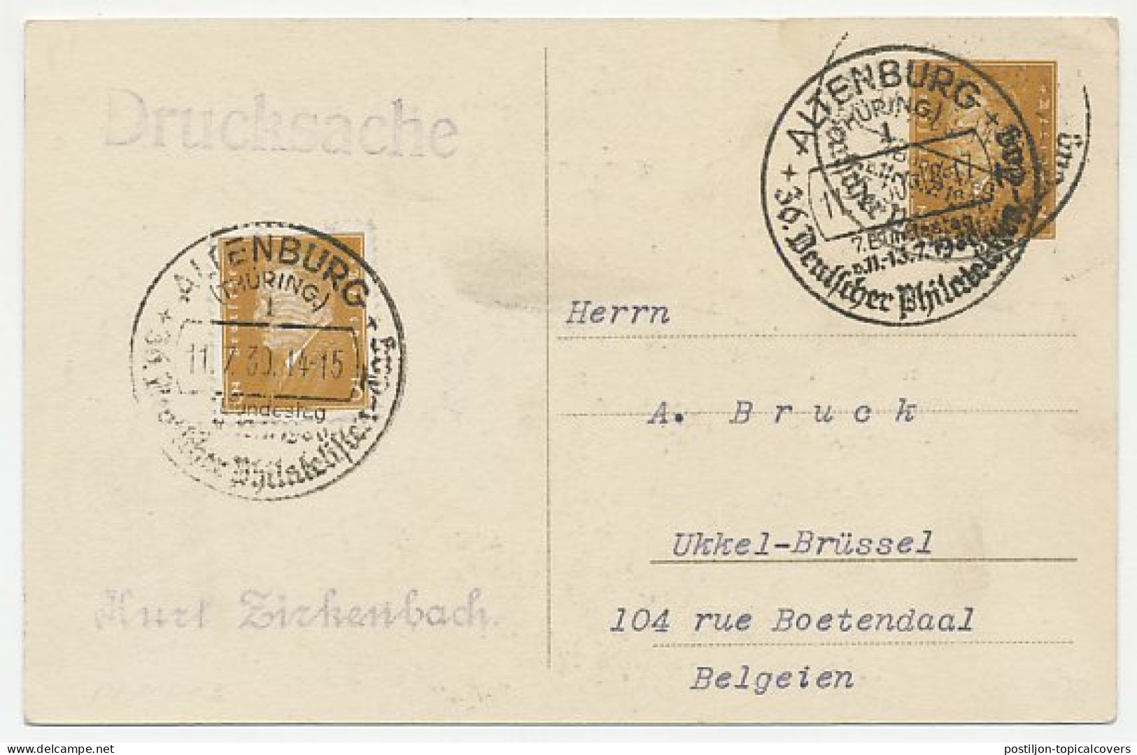 Postal Stationery Germany 1930 Philatelic Day Altenburg - Sonstige & Ohne Zuordnung
