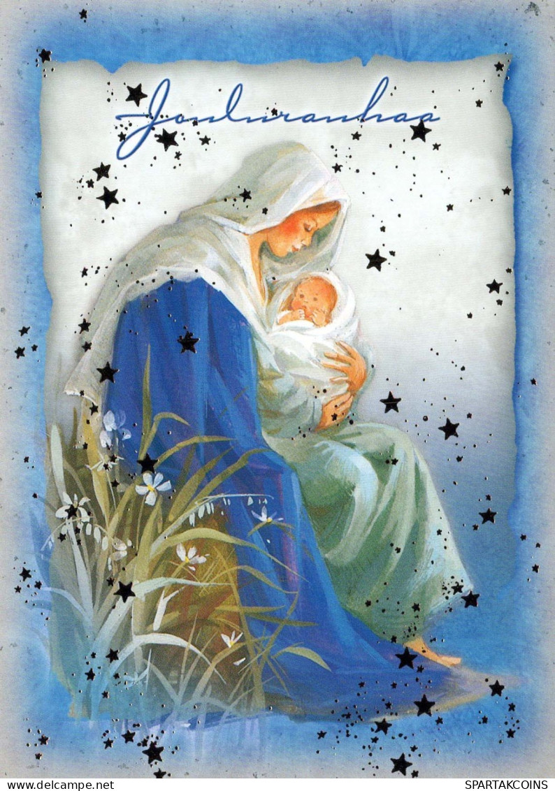 Vergine Maria Madonna Gesù Bambino Natale Religione Vintage Cartolina CPSM #PBB999.IT - Jungfräuliche Marie Und Madona