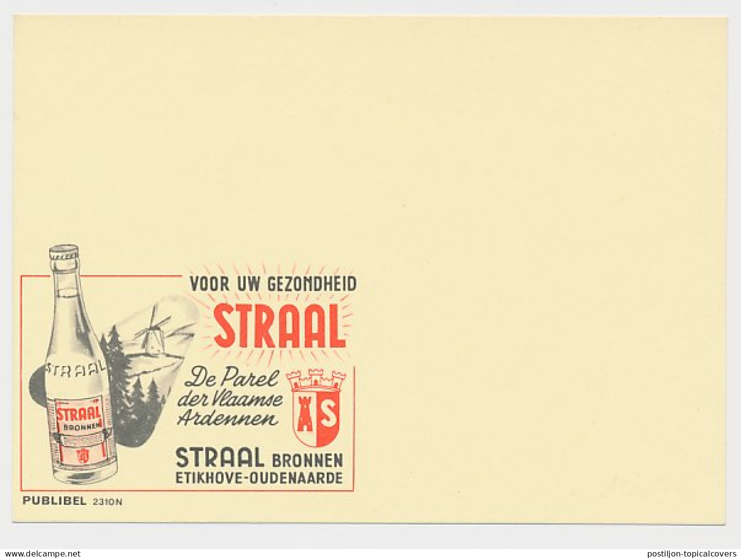 Essay / Proof Publibel Card Belgium 1968 Windmill - Mineral Water - Mühlen