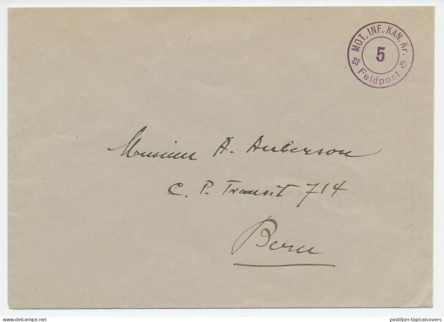 Cover / Postmark Switzerland Fieldpost - Service Cover - WWII - MOT. INF. KAN. KP. - Guerre Mondiale (Seconde)