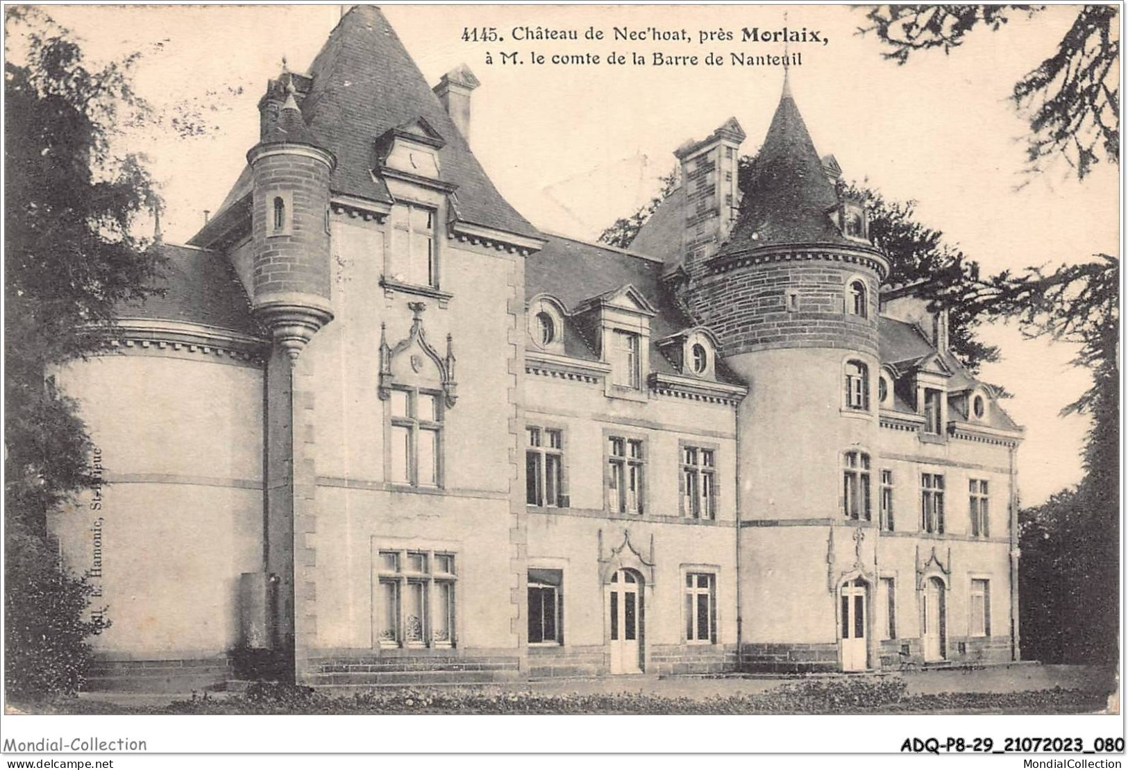 ADQP8-29-0722 - MORLAIX - Château De Nec'hoat - Près Morlaix - à M Le Comte De La Barre De Nantenil - Morlaix