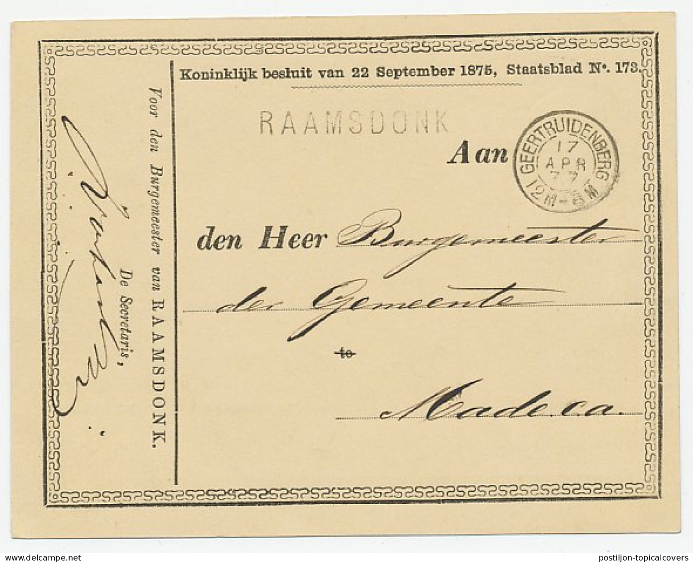 Naamstempel Raamsdonk 1877 - Covers & Documents