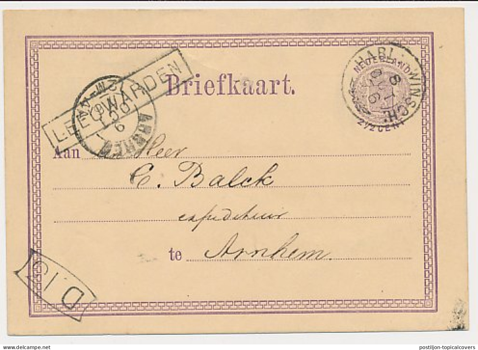 Trein Haltestempel Leeuwarden 1876 - Lettres & Documents