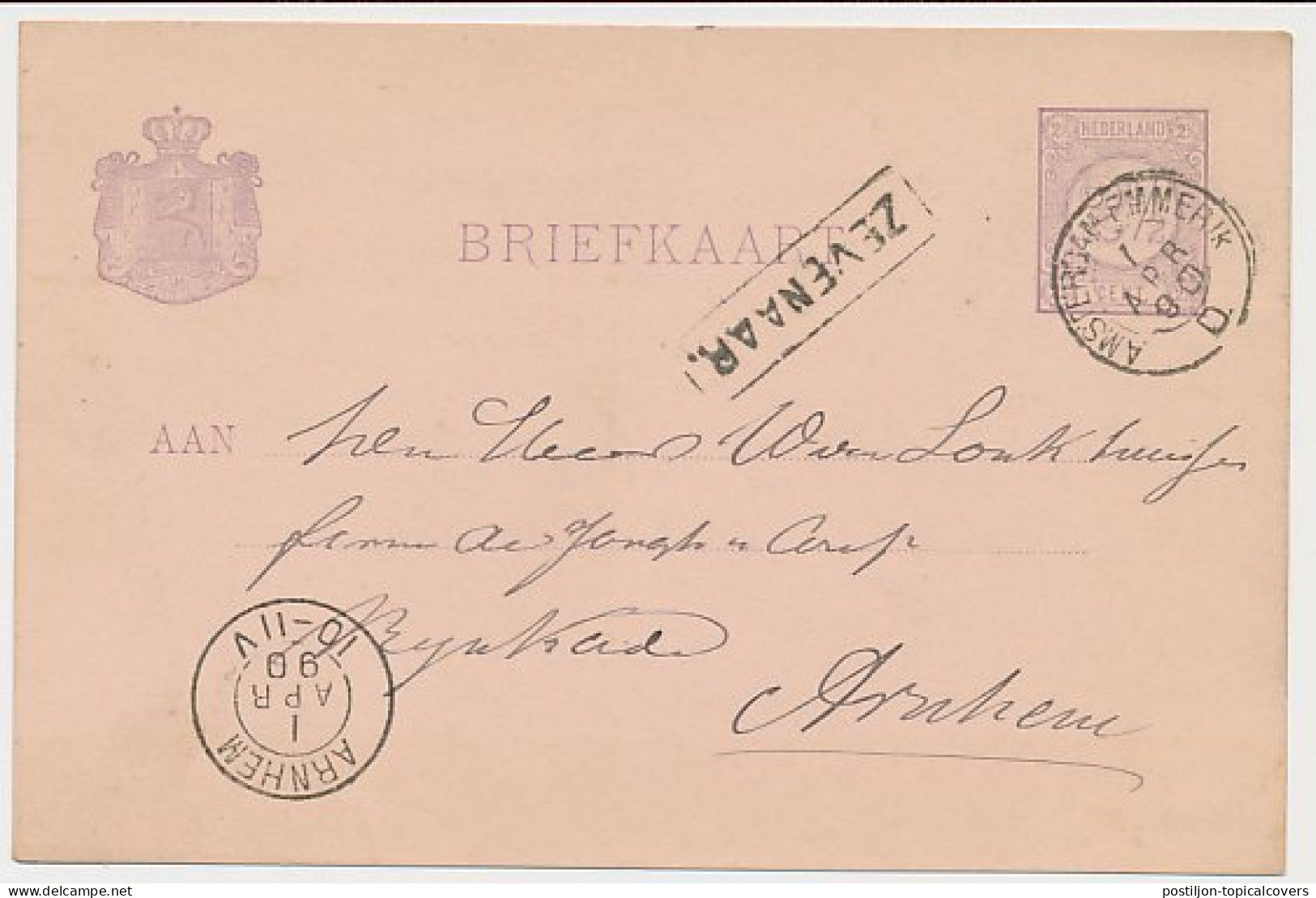 Trein Haltestempel Zevenaar 1890 - Lettres & Documents