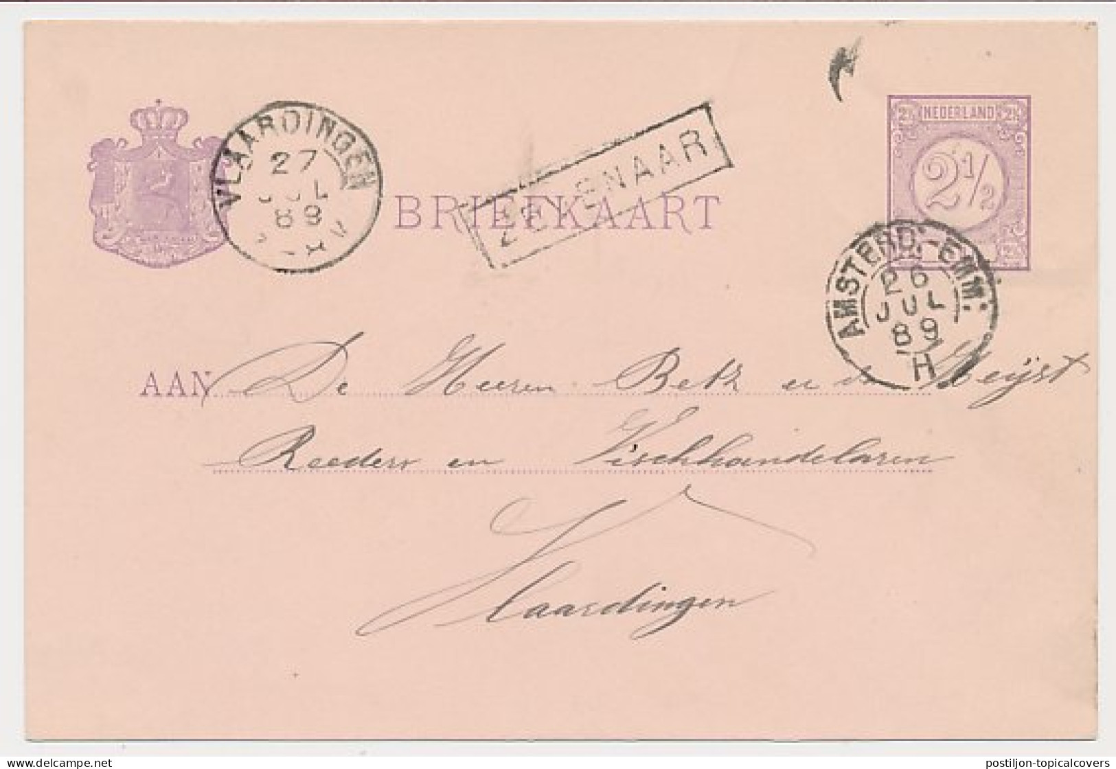 Trein Haltestempel Zevenaar 1889 - Covers & Documents