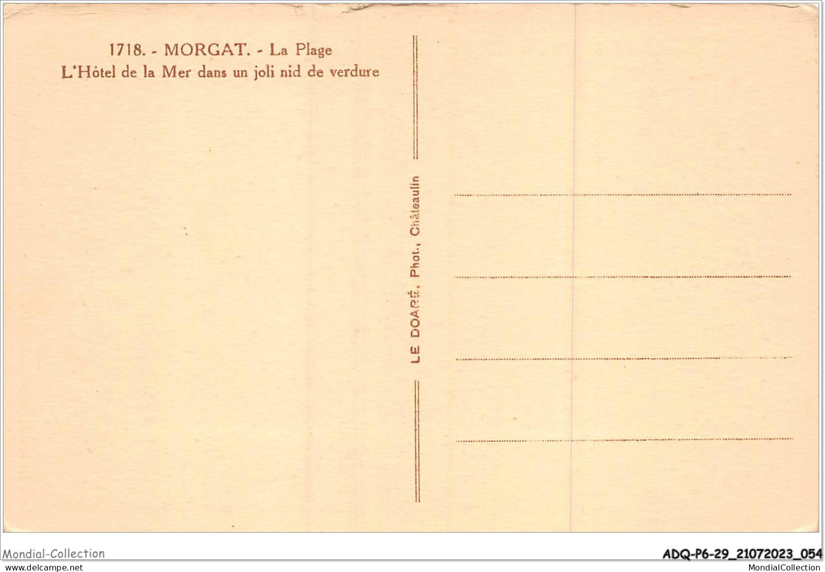 ADQP6-29-0521 - MORGAT - La Plage - L'hôtel De La Mer Dans Un Joli Nid De Verdure - Morgat