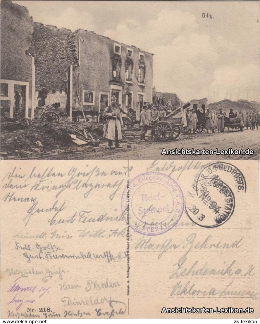 CPA Billy-Montigny Zerstörte Stadt 1917 - Autres & Non Classés