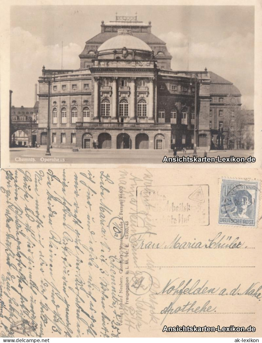 Ansichtskarte Chemnitz Opernhaus 1940/1950 - Chemnitz