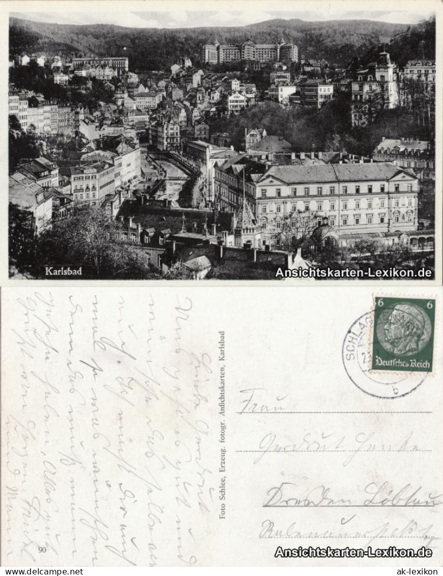 Postcard Karlsbad Karlovy Vary Panorama 1939 - Tchéquie