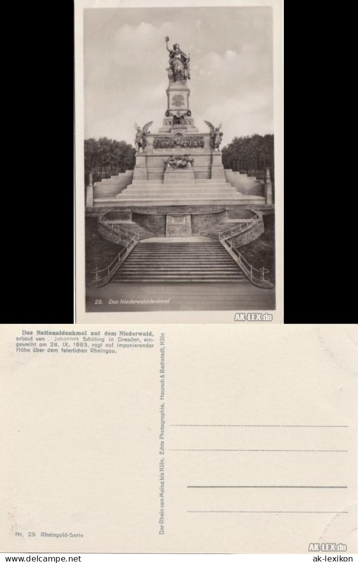 Ansichtskarte Rüdesheim (Rhein) Das Niederwalddenkmal - Foto AK Ca 1936 1936 - Ruedesheim A. Rh.