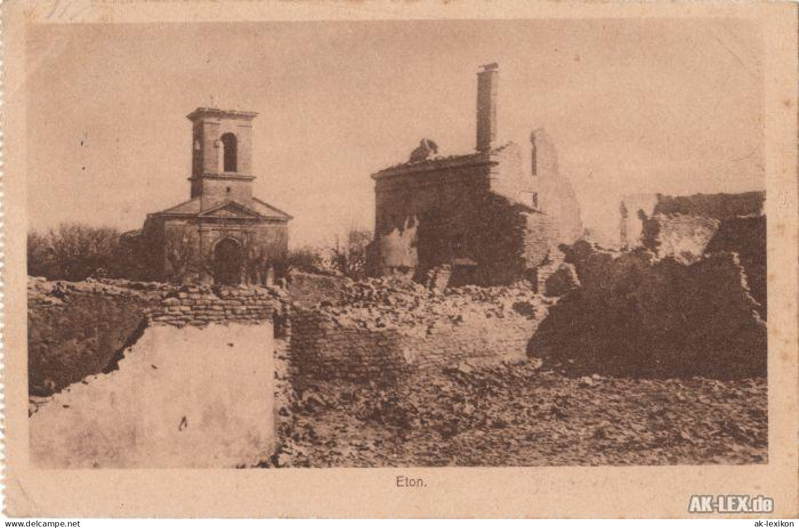 Ansichtskarte  Zerstörte Gebäude - Eton WK I Gel. 1916 1916 - War 1914-18