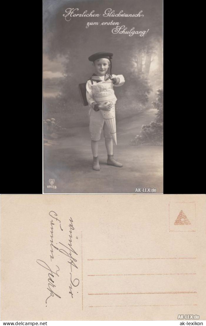 Ansichtskarte  Herzlichen Glückwunsch Zum Ersten Schulgang Ca 1915 1915 - Children's School Start