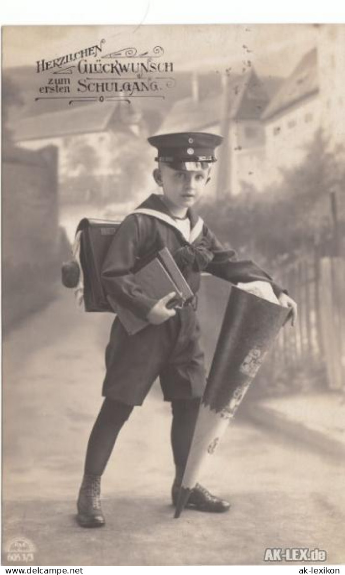 Ansichtskarte  Herzlichen Glückwunsch Zum Ersten Schultag (3) Gel. 1916 1916 - Children's School Start