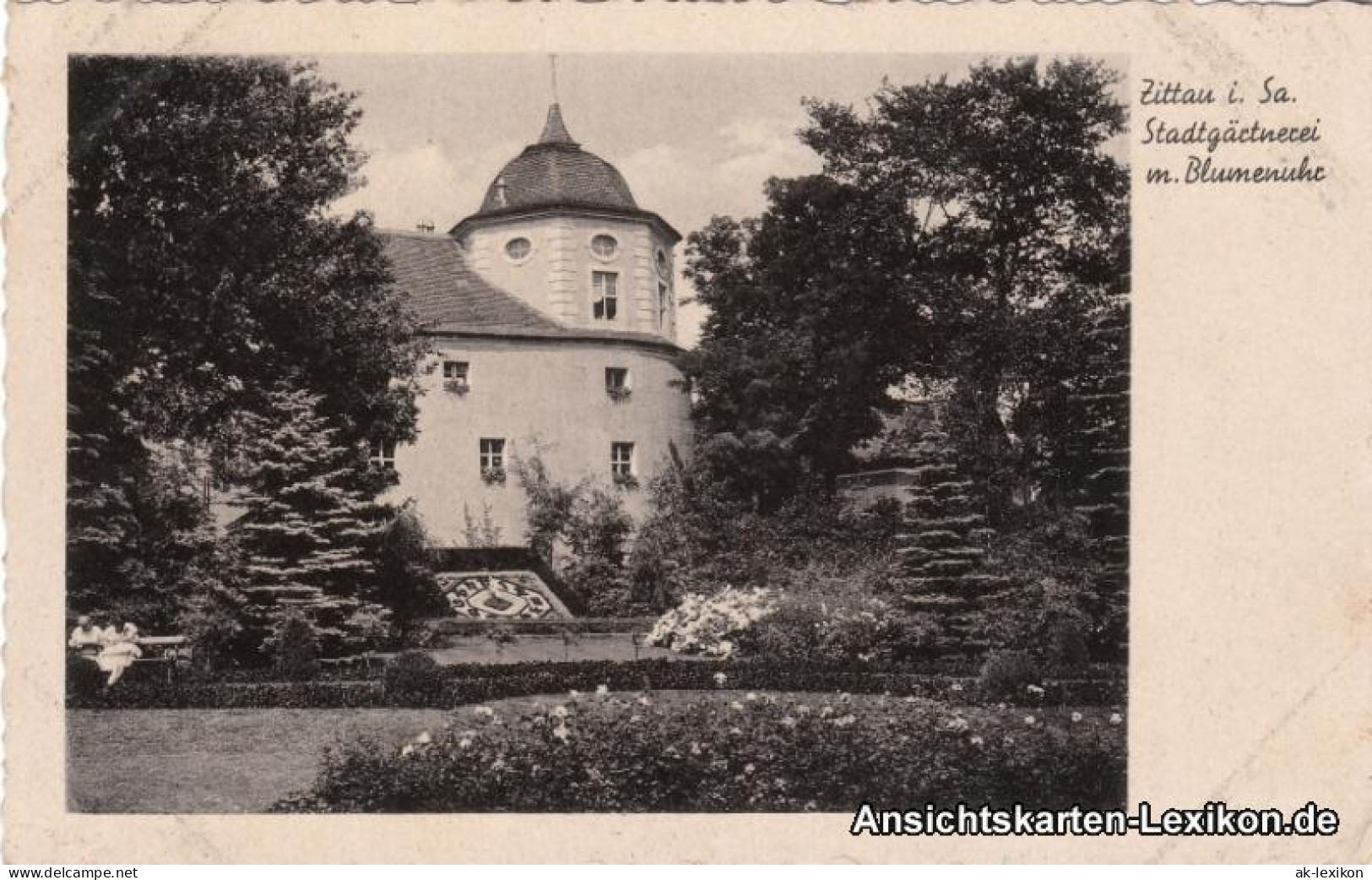 Ansichtskarte Zittau Stadtgärtnerei Mit Blumenuhr 1940 - Zittau