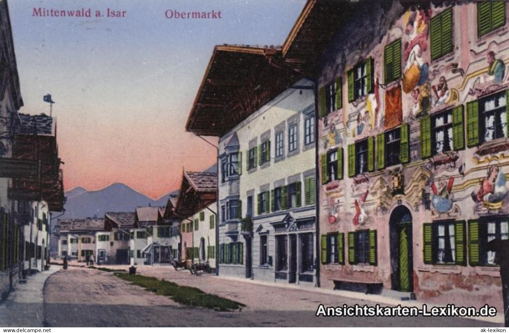 Ansichtskarte Mittenwald Obermarkt 1922  - Mittenwald