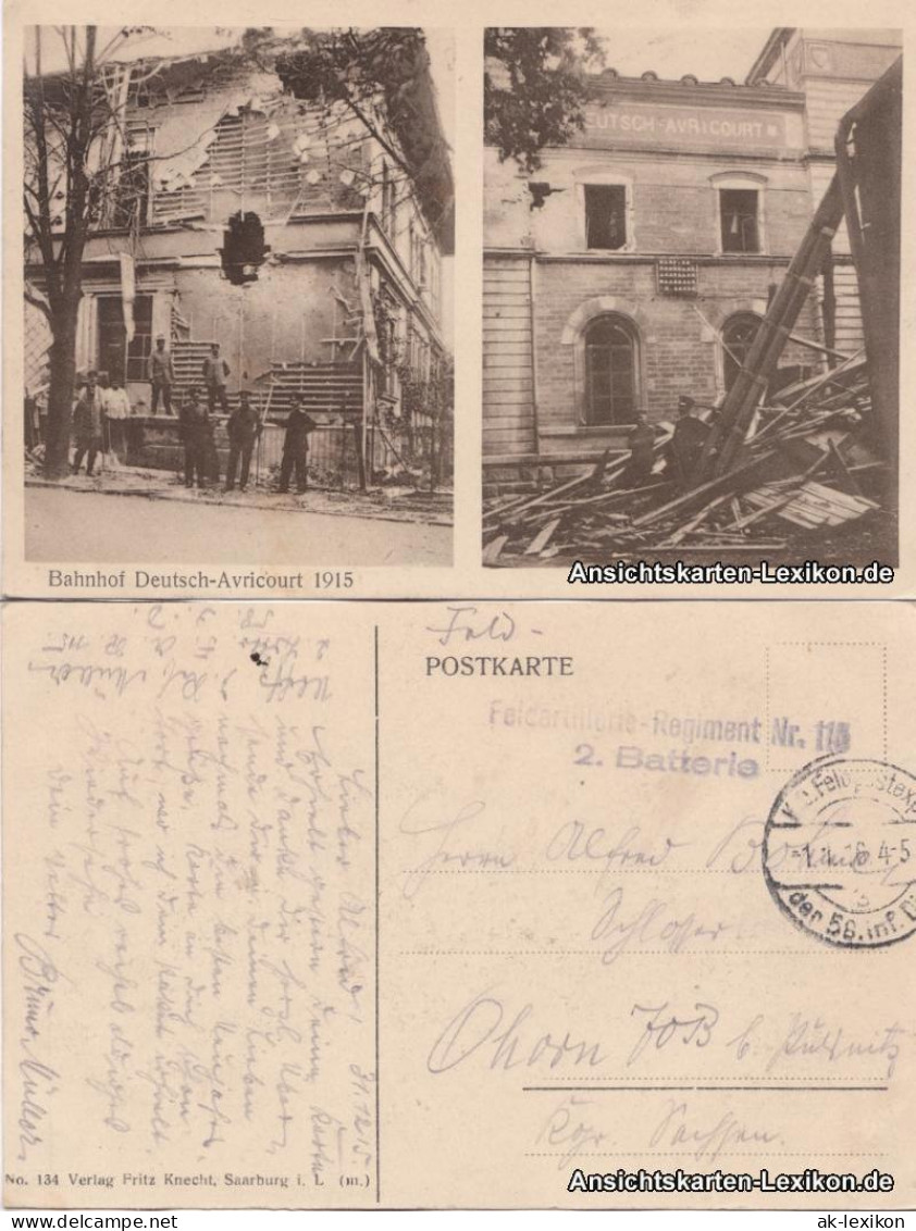 CPA Avricourt (Moselle) 2 Bild: Zerstörter Bahnhof 1916  - Other & Unclassified