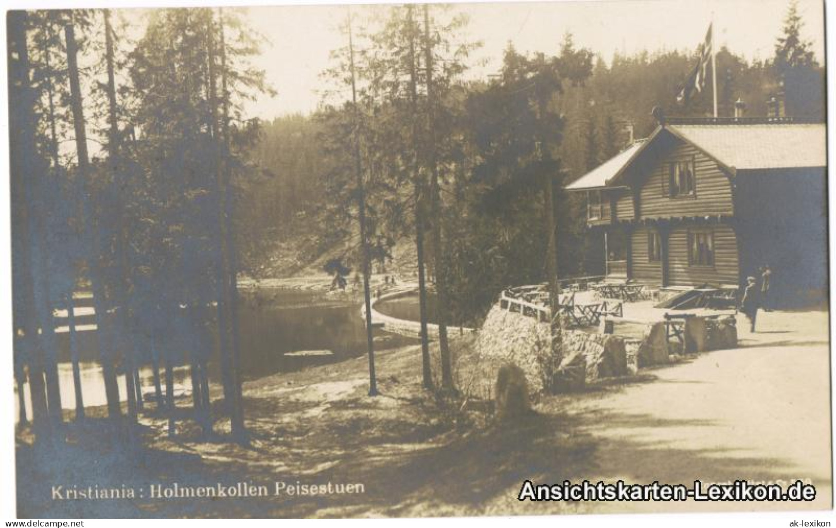 Postcard Oslo Kristiania Holmenkollen Peisstuen 1918  - Norway