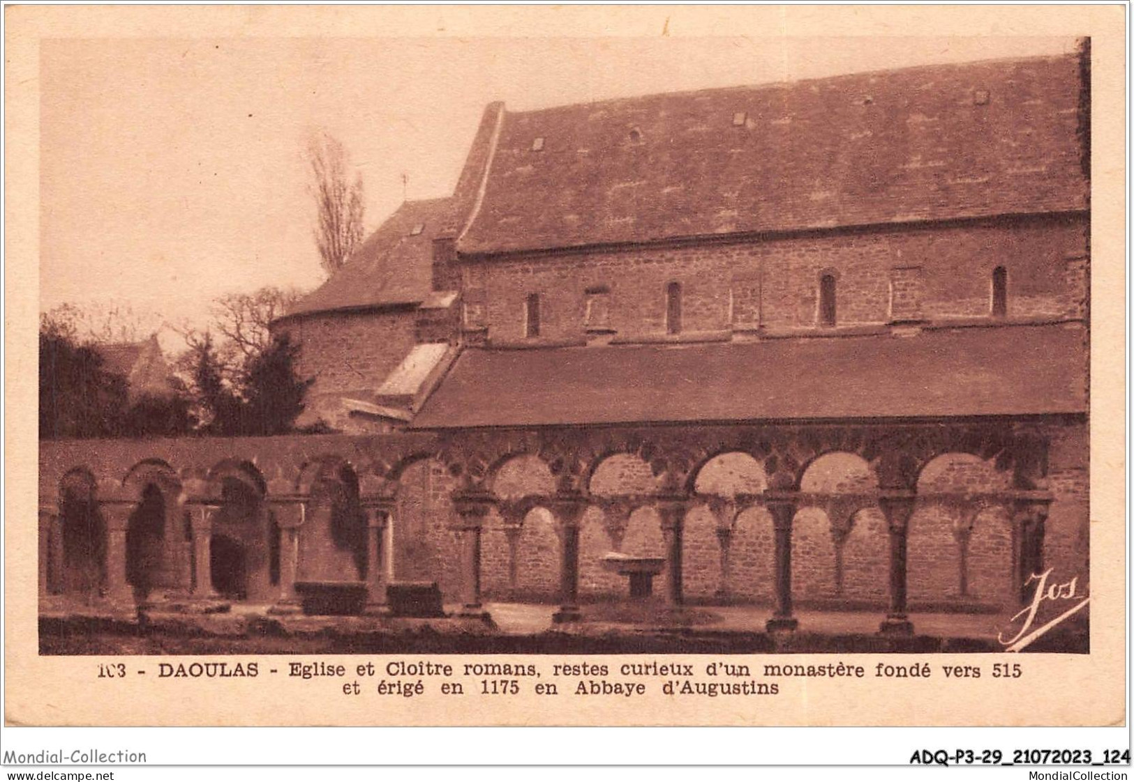 ADQP3-29-0249 - DAOULAS - église Et Cloître Romans  - Daoulas