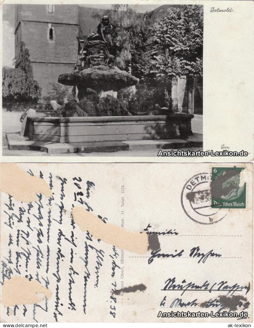 Ansichtskarte Detmold Der Donop-Brunnen 1938  - Detmold