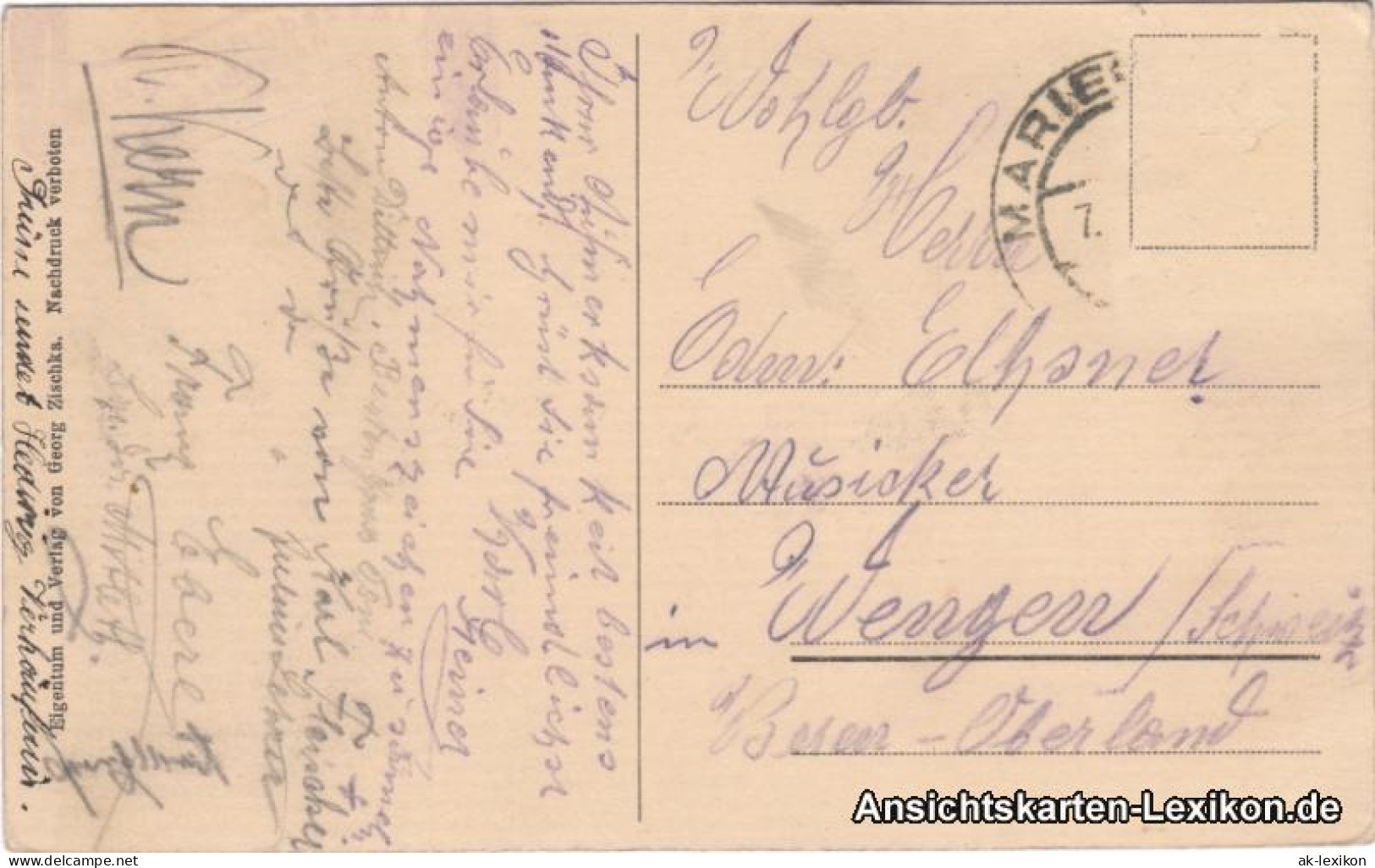 Postcard Marienbad Mariánské Lázně Hotel Und Cafe Rübezahl 1913  - Tchéquie