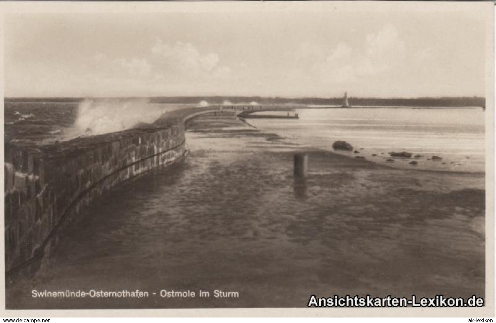 Osternothafen (Ostswine)-Swinemünde Warszów Świnoujście Ostmole Bei Sturm 1930  - Pommern