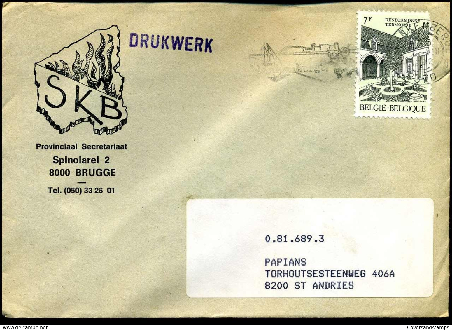 Cover Van Blankenberge Naar Sint Andries Brugge - "SKB, Provinciaal Secretariaat, Brugge" - Lettres & Documents