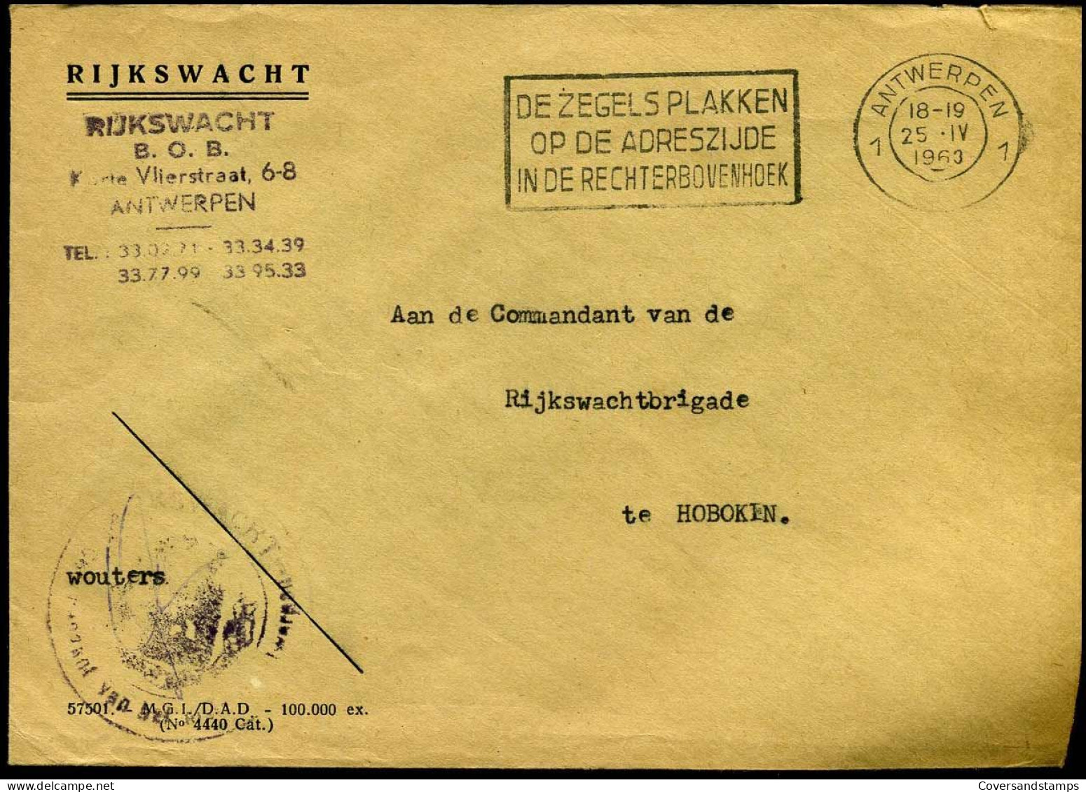 Cover Naar Hoboken - "Rijkswacht, Brigade Antwerpen" - Lettres & Documents
