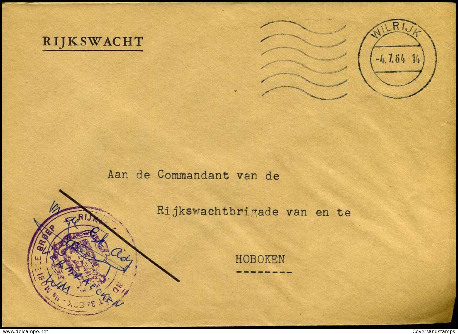 Cover Naar Hoboken - "Rijkswacht, Brigade Wilrijk" - Lettres & Documents