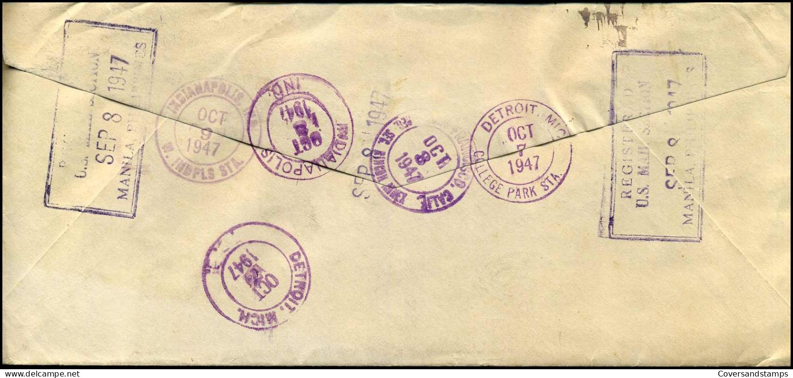 Registered Cover To Detroit, USA - Philippines