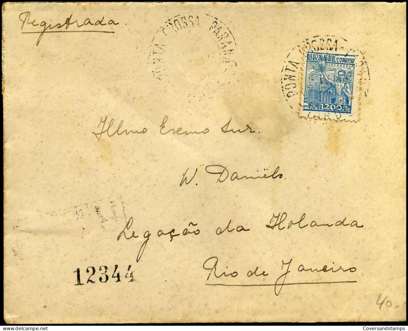 Registered Cover To Rio De Janeiro - Other & Unclassified