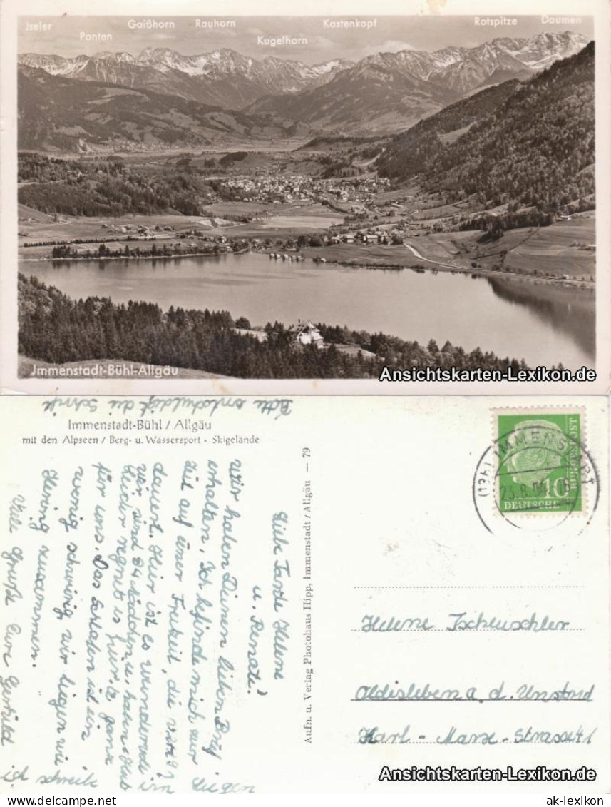 Ansichtskarte Immenstadt (Allgäu) Totalansicht Mit Gebirgszug 1954  - Immenstadt