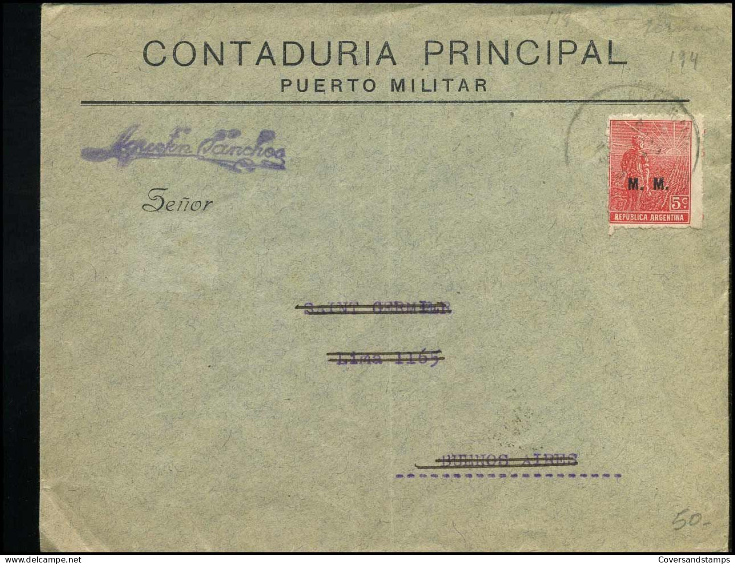 Cover - "Contaduria Principal, Puerto Militar" - Briefe U. Dokumente