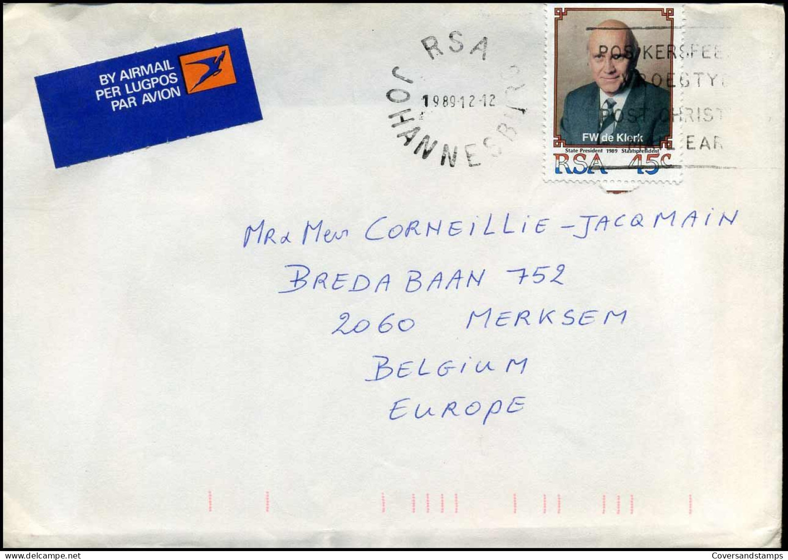 Cover To Merksem, Belgium - Briefe U. Dokumente