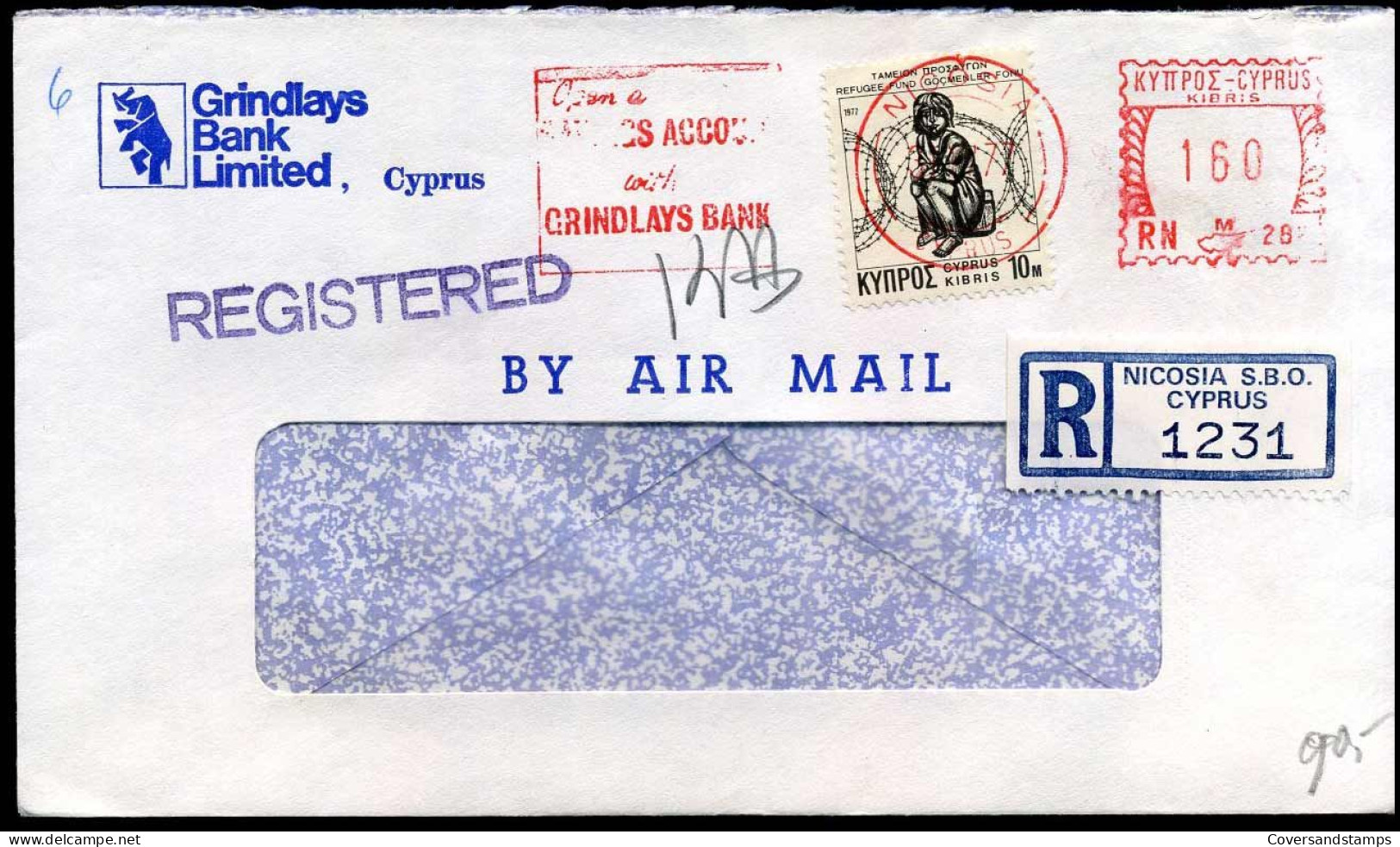 Registered Cover - "Grindlays Bank Limited, Cyprus" - Lettres & Documents
