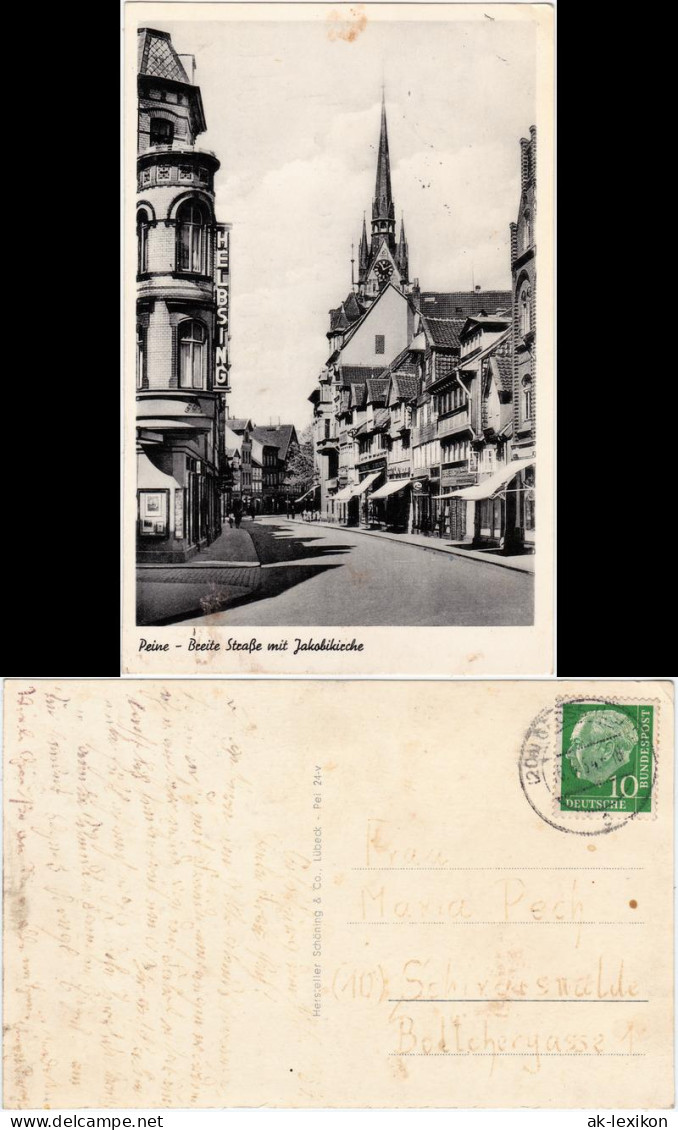 Ansichtskarte Peine Breite Straße Mit Jakobikirche 1954 - Peine