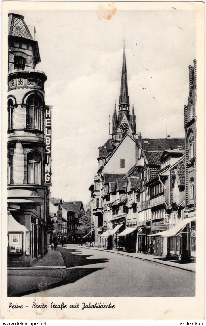 Ansichtskarte Peine Breite Straße Mit Jakobikirche 1954 - Peine