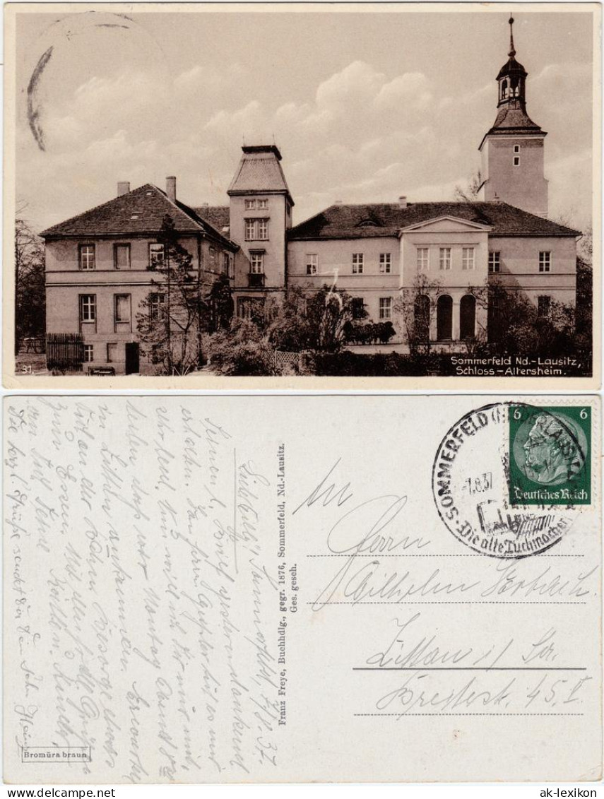 Postcard Sommerfeld (Neumark) Lubsko Schloss-Altersheim 1937 - Neumark