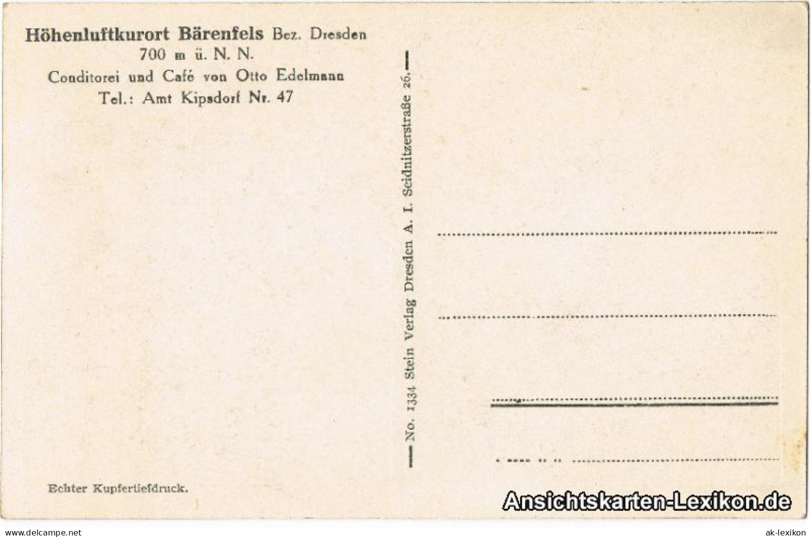 Bärenfels-Altenberg (Erzgebirge): Conditorei Und Cafe: Außen Und Innen 1925 - Altenberg