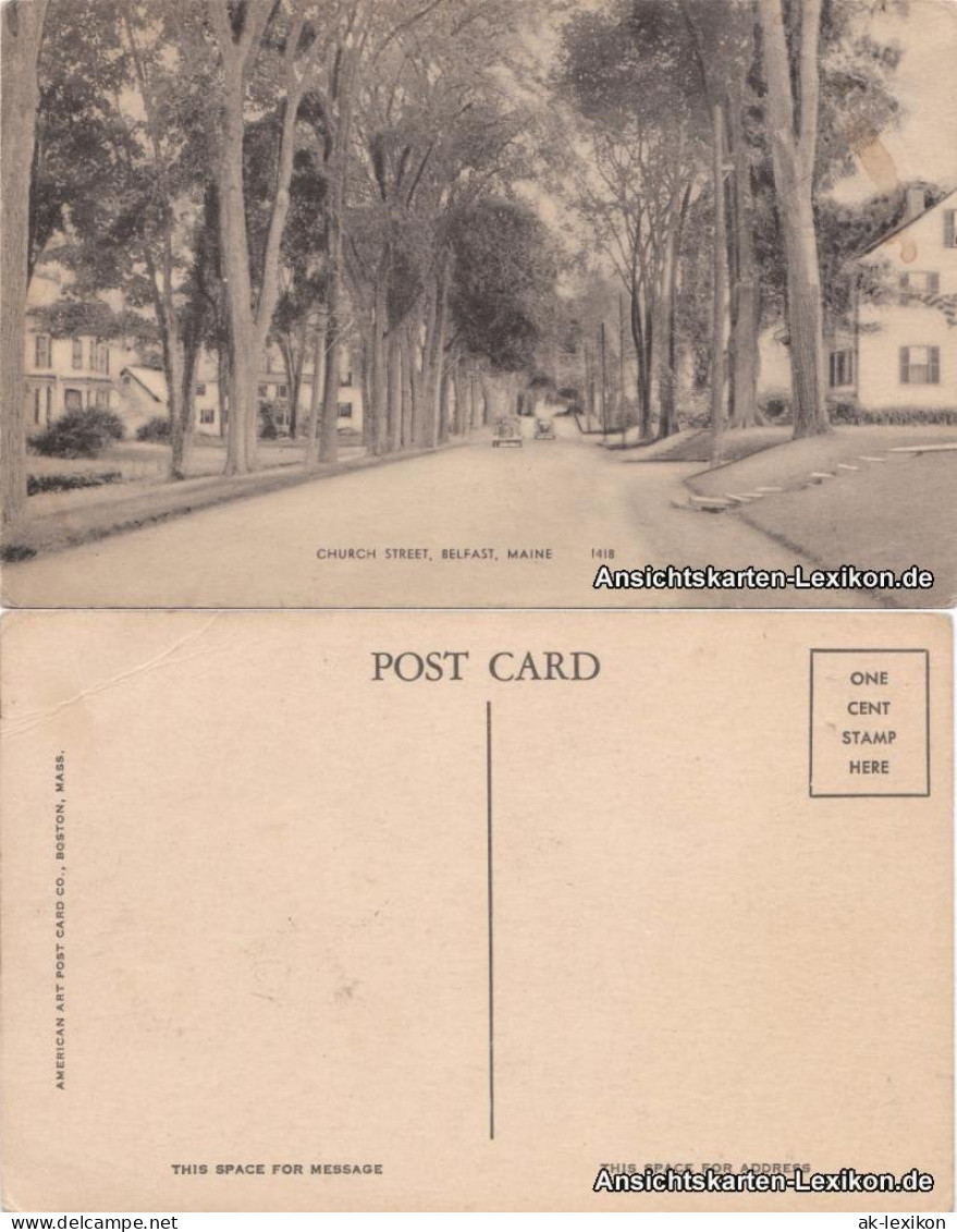 Postcard Belfast (Maine) Church Street 1920  - Autres & Non Classés