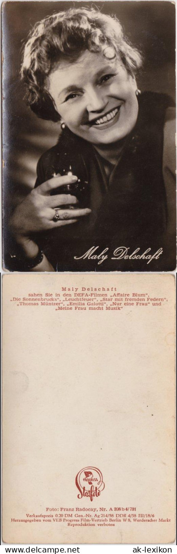 Ansichtskarte  Portrait Schauspielerin Maly Delschaft 1958 - Acteurs