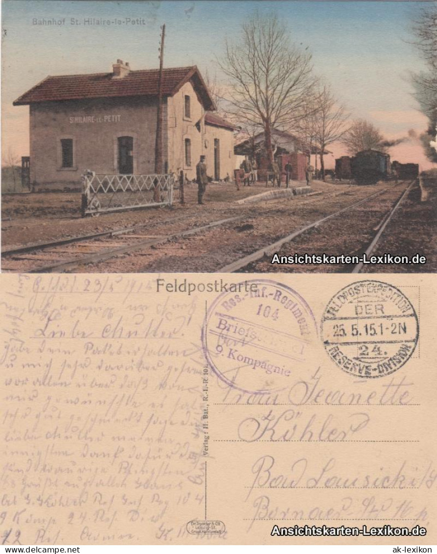 CPA Saint-Hilaire-le-Petit Partie Am Bahnhof Mit Dampflok 1915  - Autres & Non Classés