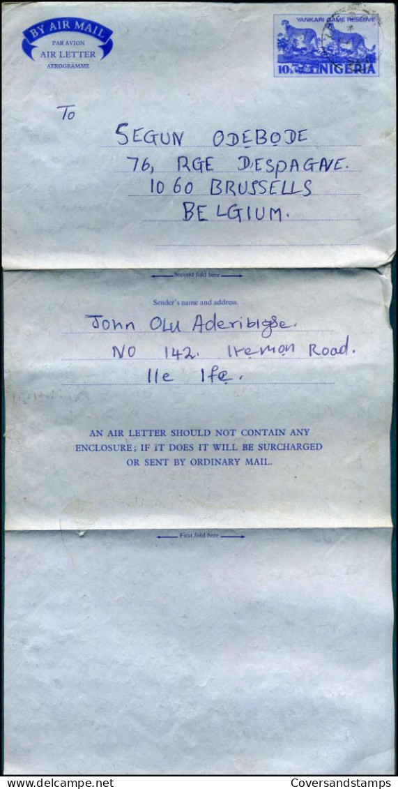 Aerogramme To Brussels, Belgium - Nigeria (1961-...)