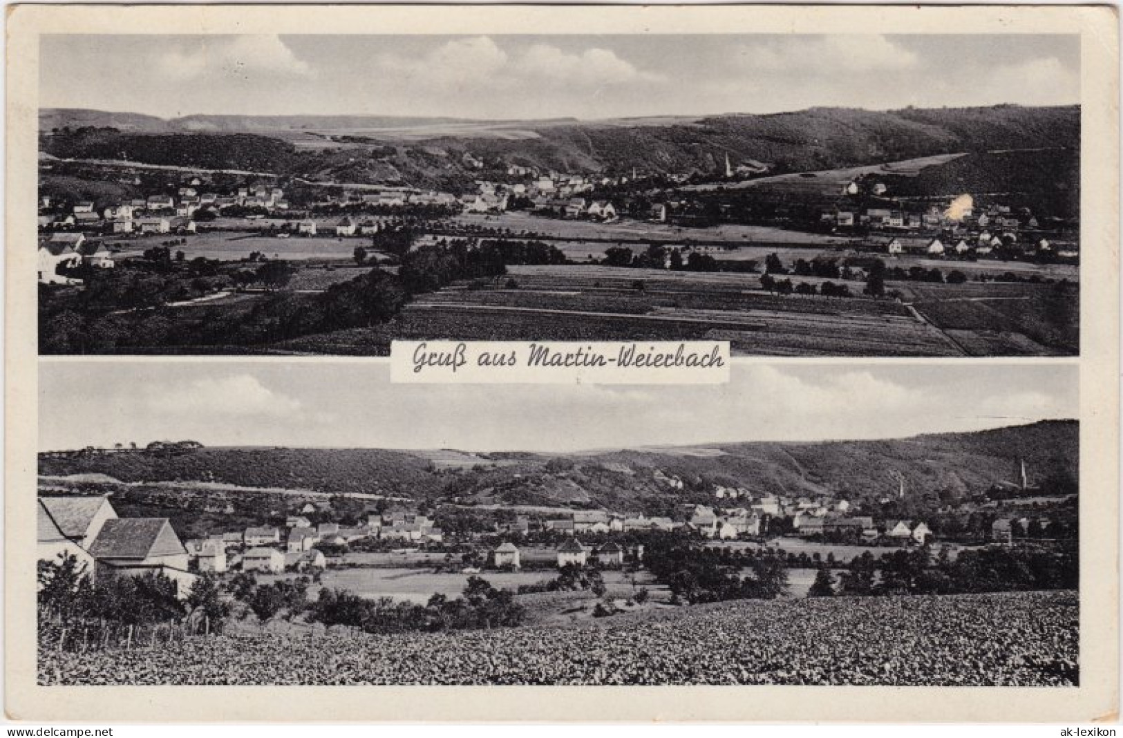 Ansichtskarte Weierbach-Idar-Oberstein 2-Bild: Panorama Martin-Weierbach 1939 - Idar Oberstein
