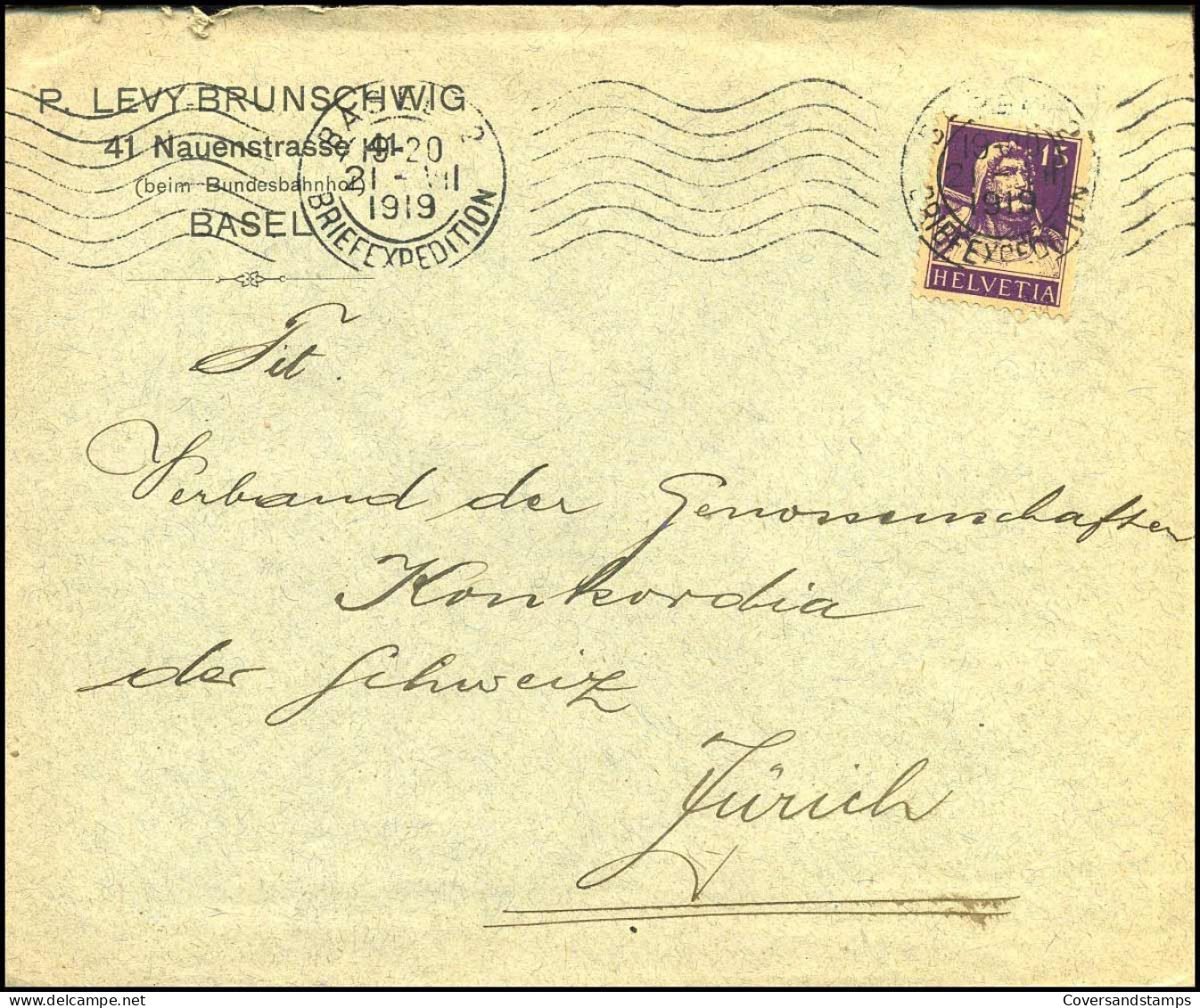 Cover To Zürich - "P. Levy-Brunschwig, Basel" - Covers & Documents