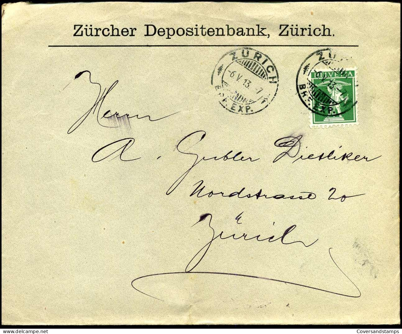 Cover To Zürich - "Zürcher Depositenbank, Zürich" - Covers & Documents