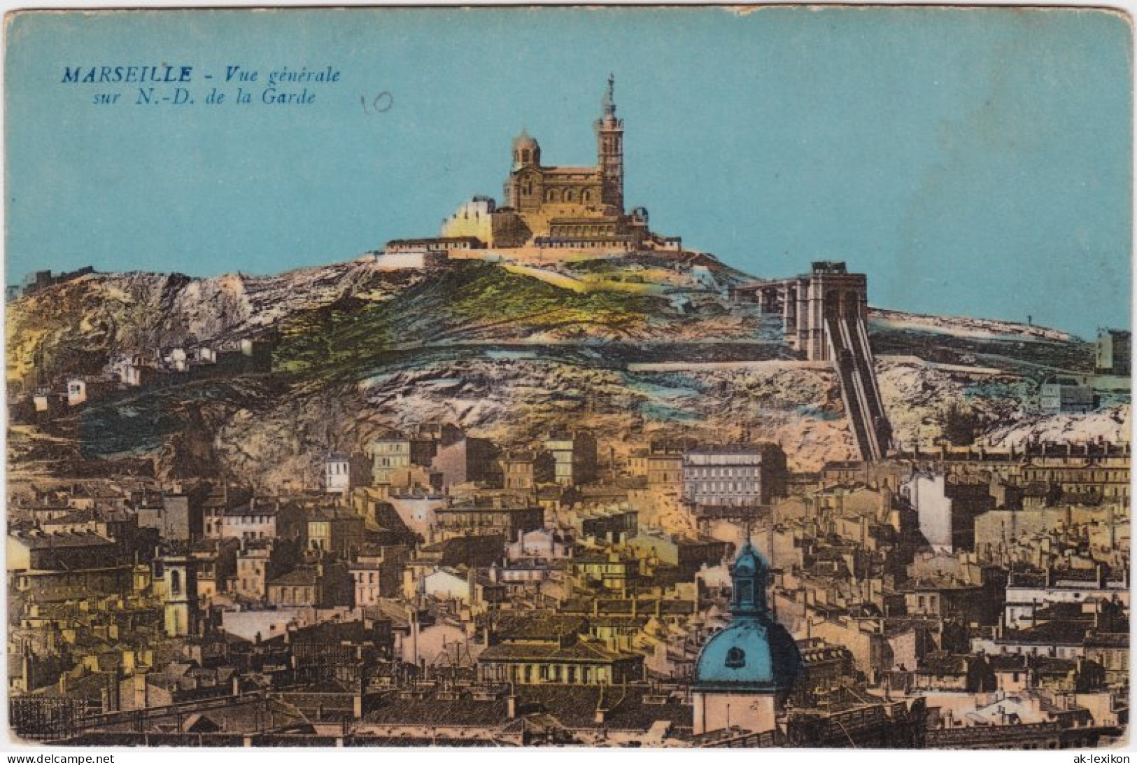 CPA Marseille Bouches-du-Rhône  Vue Génerale Sur N.-D. De La Garde 1914 - Autres & Non Classés