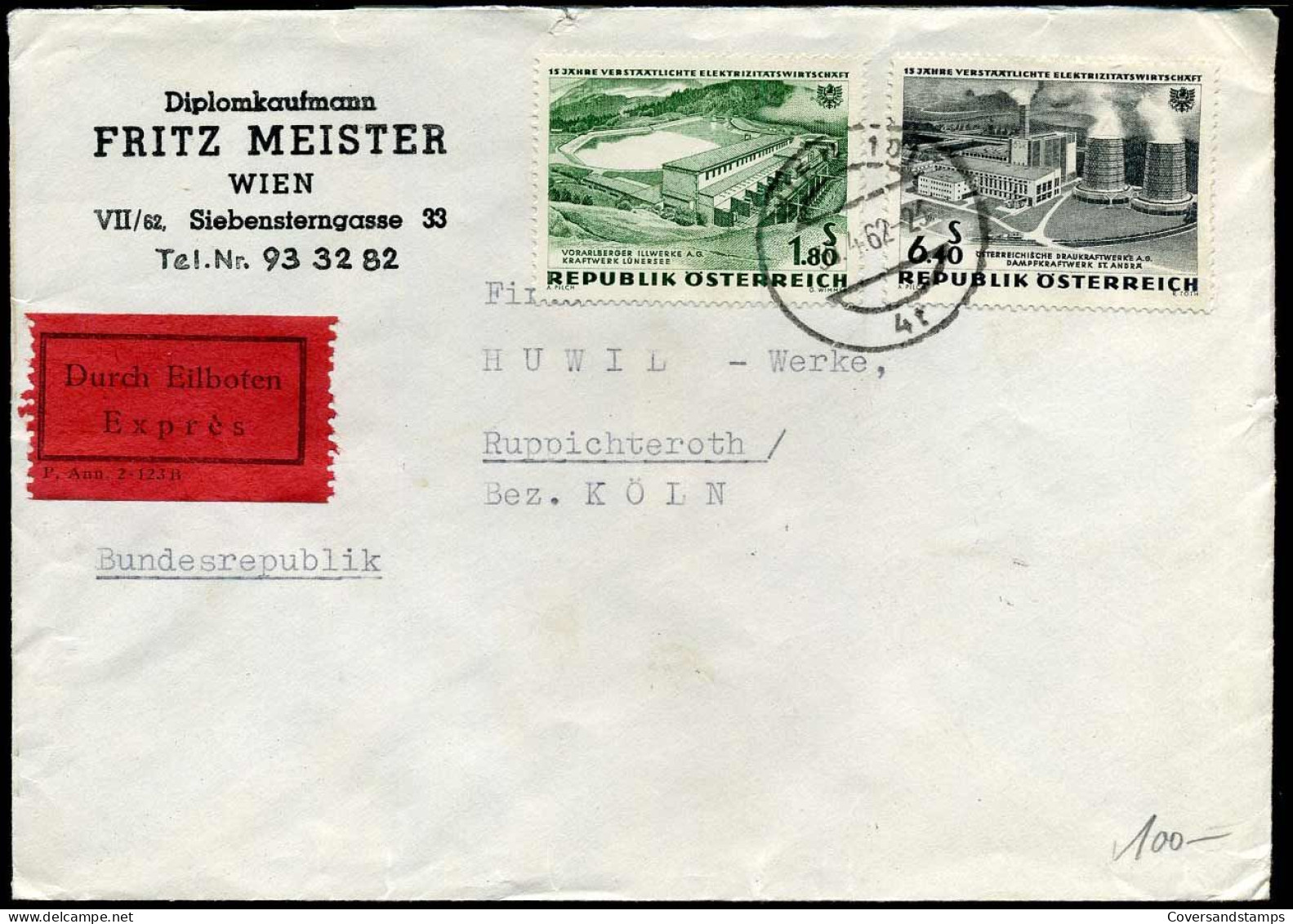 Express Cover To Köln, Germany - "Diplomkaufmann Fritz Meister, Wien" - Covers & Documents