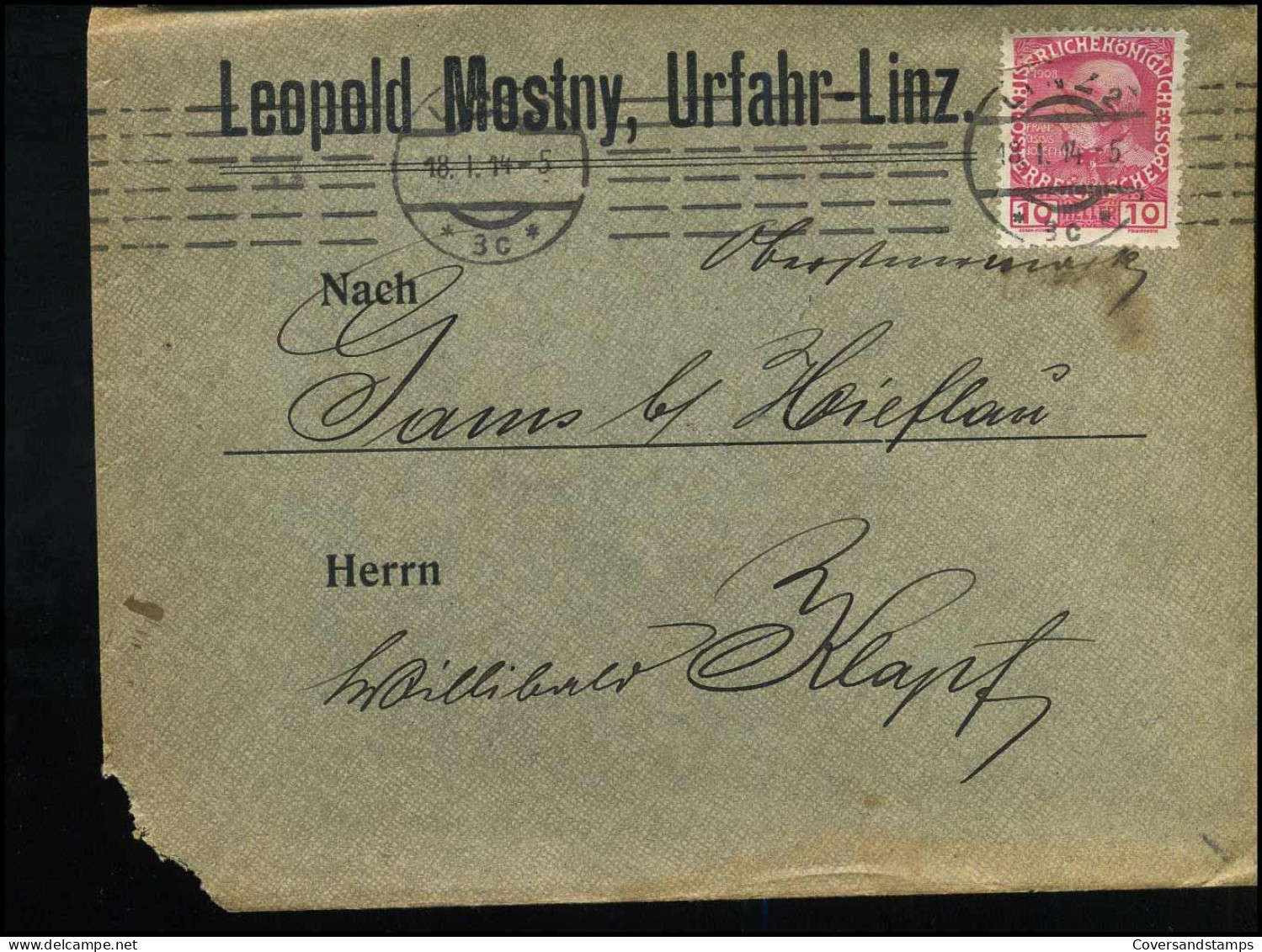 Cover To Gams - "Leopold Mostny, Urfahr-Linz" - Briefe U. Dokumente